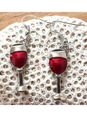 Red Wine Glass Earrings Merlot Cabernet Pinot NoirCocktails Dangle Hooks New